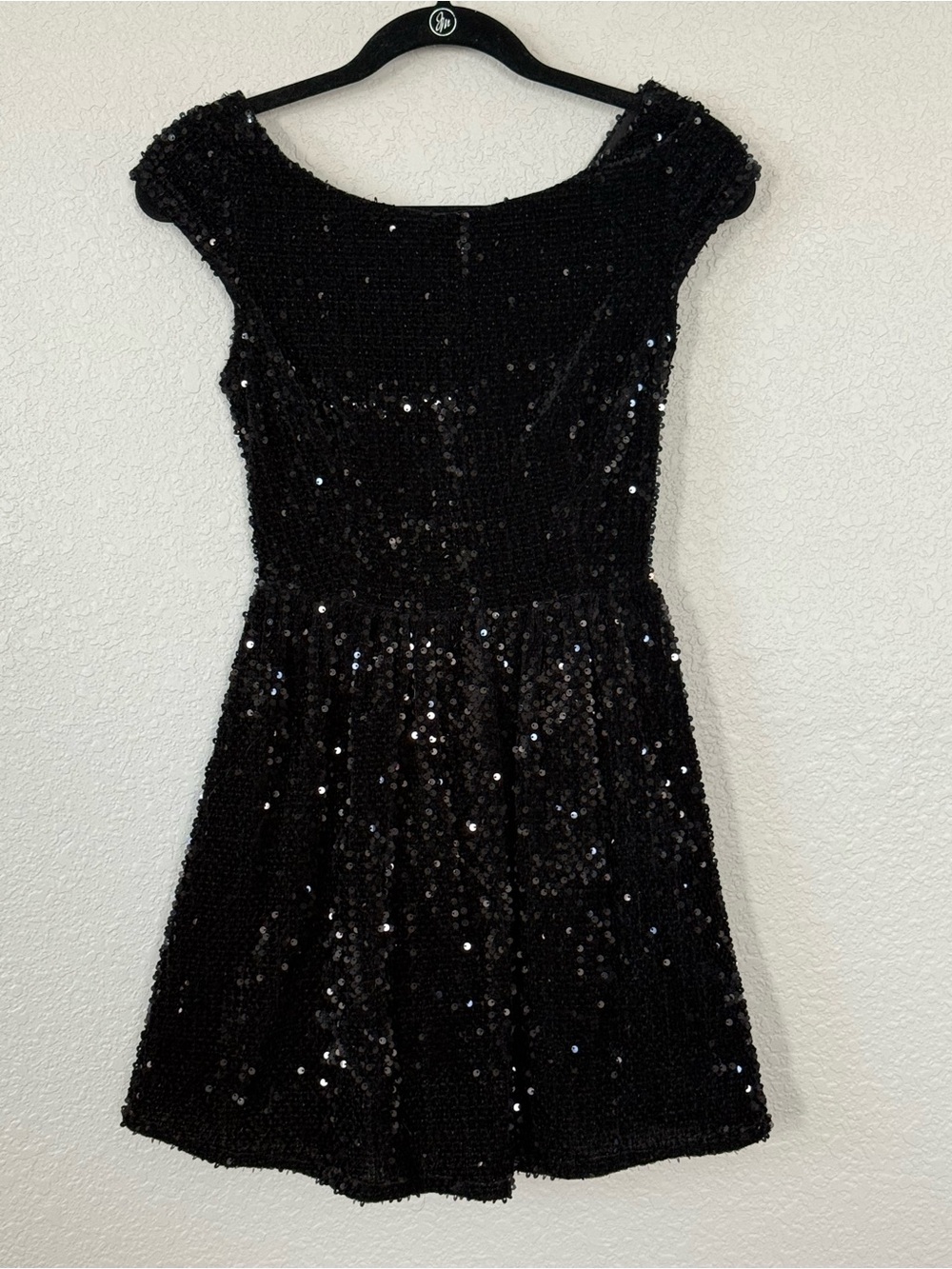 Monaco USA Black Sequin Fit & Flare Cocktail Party Dress Size S